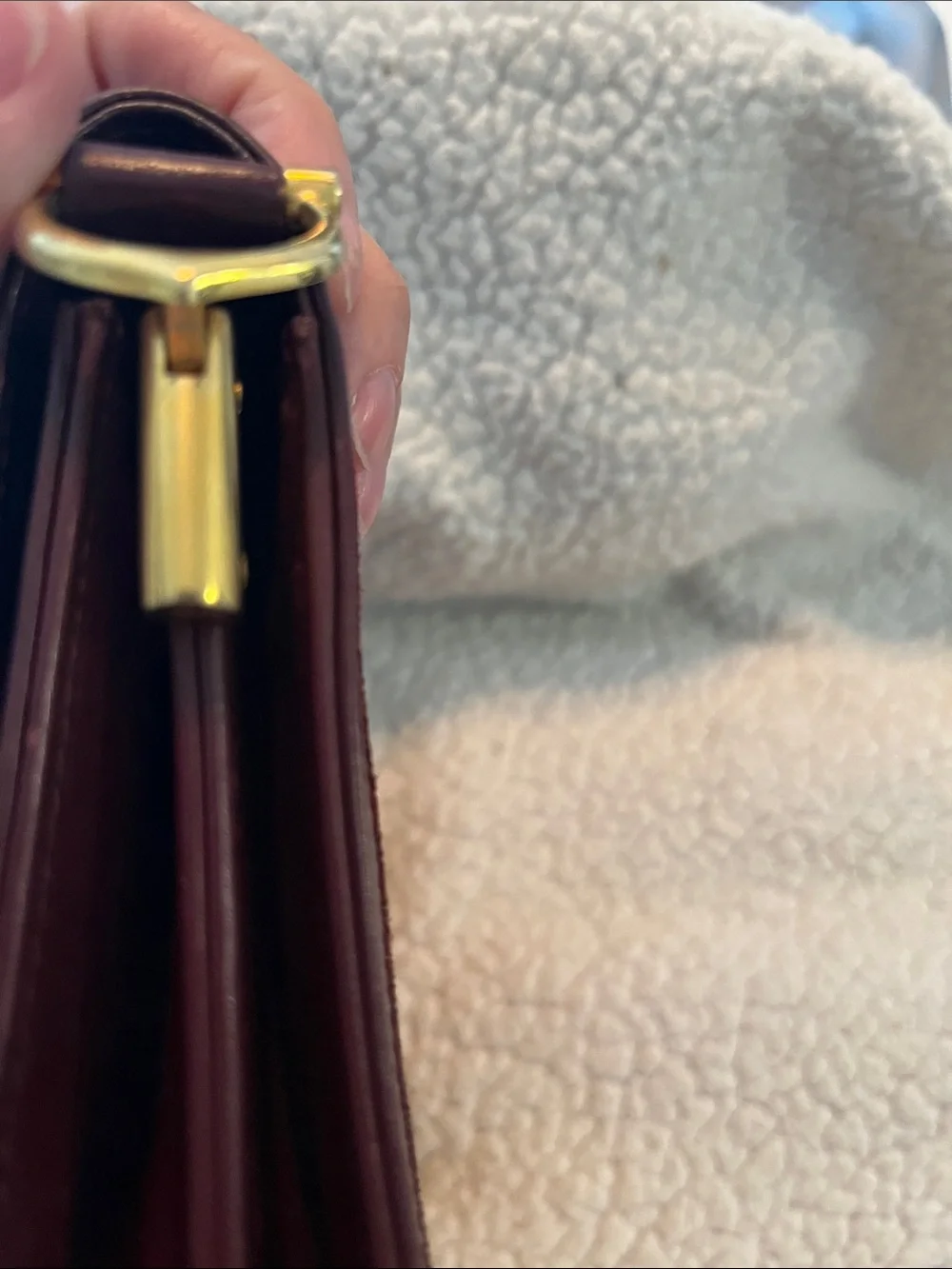 Cartier Burgundy Suede Crossbody Clutch with Gold Hardware - Picture 6 of 14